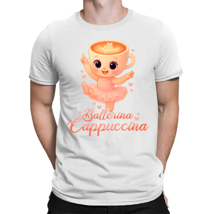 Cappuccina Ballerina Baby V2 - Italian Brainrot - balerína šálek - dětské tričko s potiskem - pánské tričko s potiskem