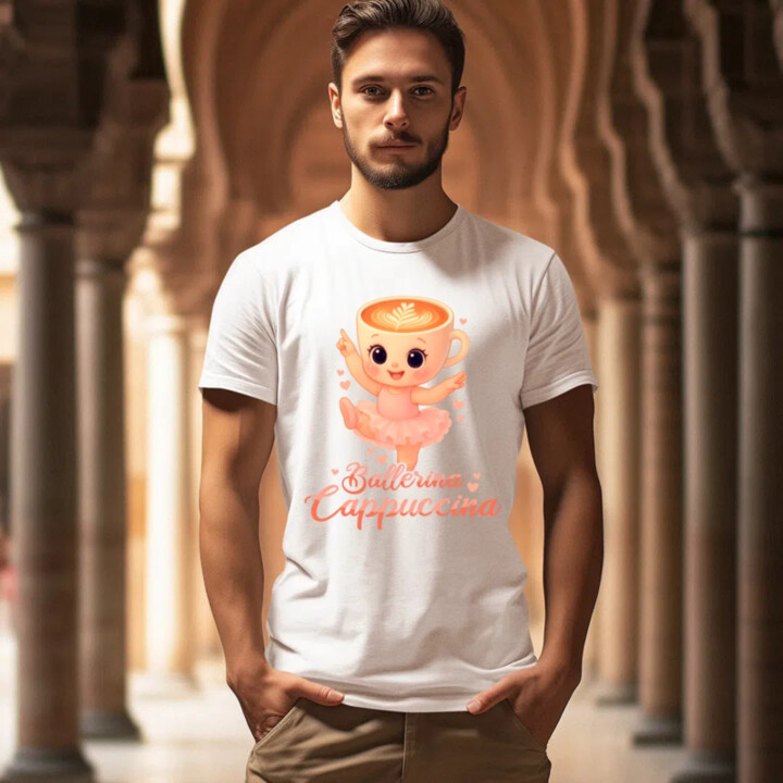 Cappuccina Ballerina Baby V2 - Italian Brainrot - balerína šálek - dětské tričko s potiskem - pánské tričko s potiskem