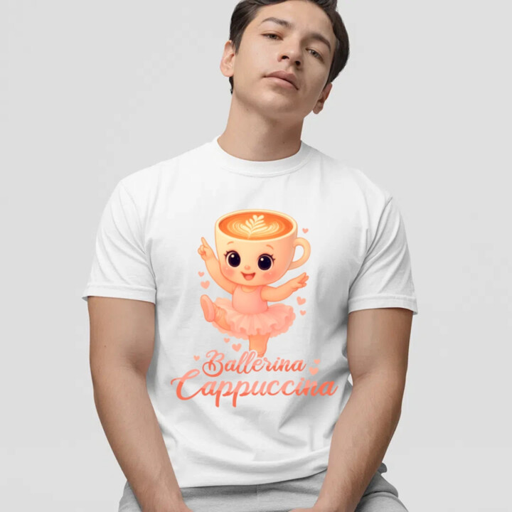Cappuccina Ballerina Baby V2 - Italian Brainrot - balerína šálek - dětské tričko s potiskem - pánské tričko s potiskem