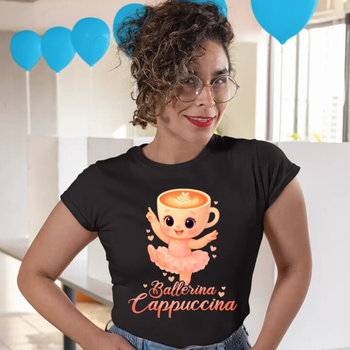 Cappuccina Ballerina Baby V2 - Italian Brainrot - balerína šálek - dětské tričko s potiskem  - dámské tričko s potiskem