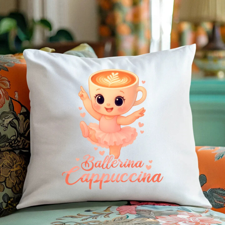 Cappuccina Ballerina Baby V2 - Italian Brainrot - balerína šálek - dětské tričko s potiskem - polštář s potiskem