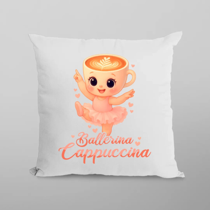 Cappuccina Ballerina Baby V2 - Italian Brainrot - balerína šálek - dětské tričko s potiskem - polštář s potiskem