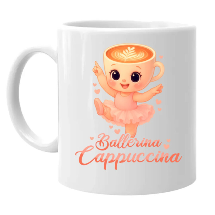 Cappuccina Ballerina Baby V2 - Italian Brainrot - balerína šálek - dětské tričko s potiskem - hrnek s potiskem