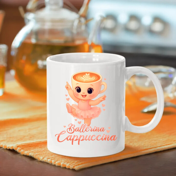 Cappuccina Ballerina Baby V2 - Italian Brainrot - balerína šálek - dětské tričko s potiskem - hrnek s potiskem