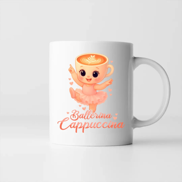Cappuccina Ballerina Baby V2 - Italian Brainrot - balerína šálek - dětské tričko s potiskem - hrnek s potiskem