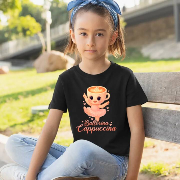 Cappuccina Ballerina Baby V2 - Italian Brainrot - balerína šálek - dětské tričko s potiskem - dětské tričko s potiskem