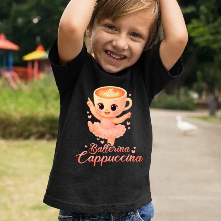 Cappuccina Ballerina Baby V2 - Italian Brainrot - balerína šálek - dětské tričko s potiskem - dětské tričko s potiskem