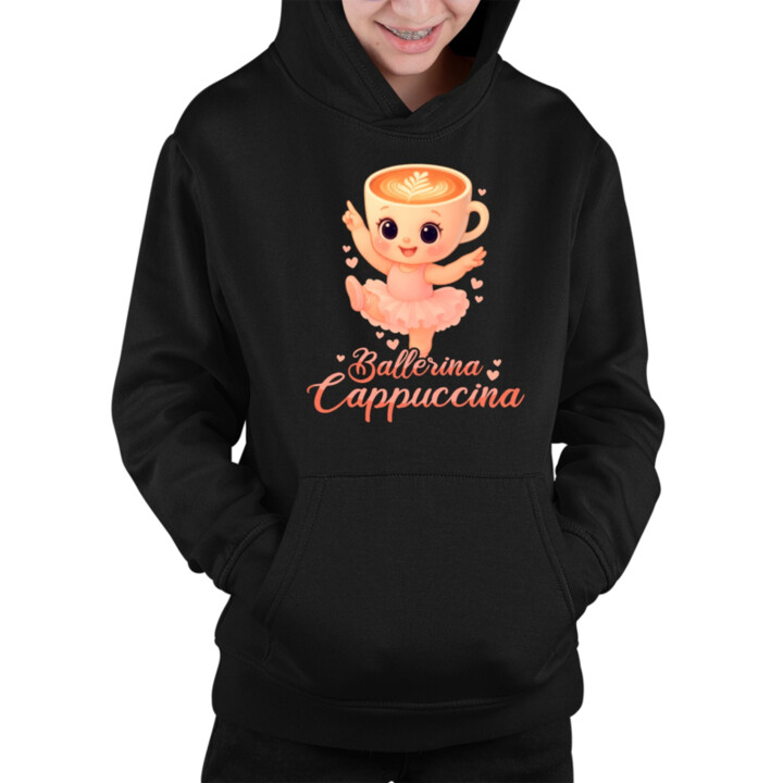 Cappuccina Ballerina Baby V2 - Italian Brainrot - balerína šálek - dětské tričko s potiskem - dětská mikina s kapucí