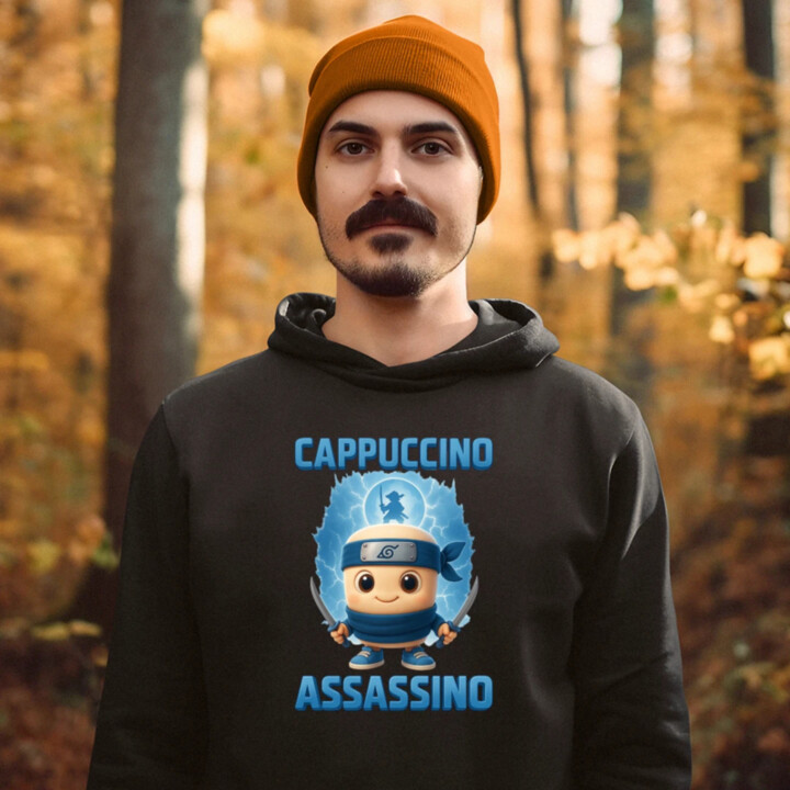 Cappuccino Assassino Baby - Italian Brainrot - ninja kelímek - pánská mikina s potiskem