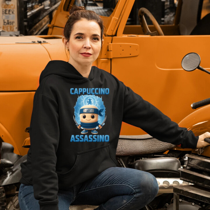 Cappuccino Assassino Baby - Italian Brainrot - ninja kelímek - dámská mikina s potiskem