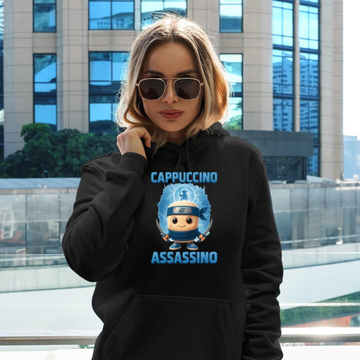 Cappuccino Assassino Baby - Italian Brainrot - ninja kelímek - dámská mikina s potiskem