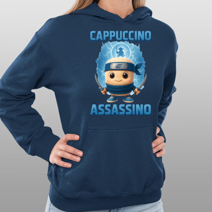 Cappuccino Assassino Baby - Italian Brainrot - ninja kelímek - dámská mikina s potiskem