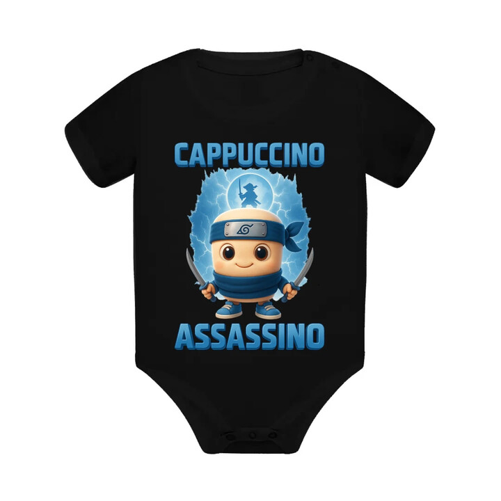 Cappuccino Assassino Baby - Italian Brainrot - ninja kelímek - dětské body s potiskem