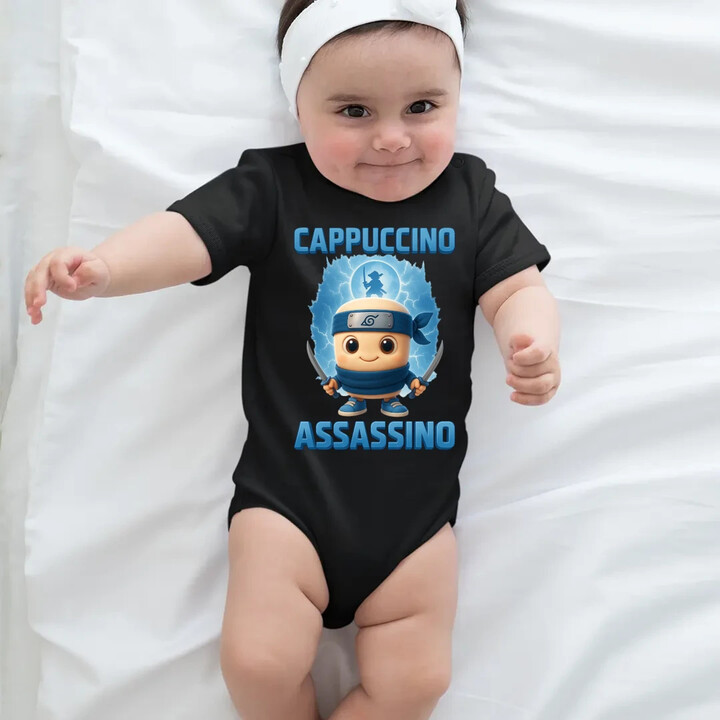 Cappuccino Assassino Baby - Italian Brainrot - ninja kelímek - dětské body s potiskem