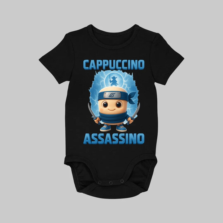 Cappuccino Assassino Baby - Italian Brainrot - ninja kelímek - dětské body s potiskem
