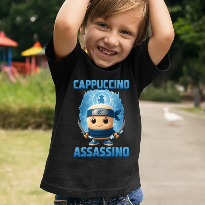 Cappuccino Assassino Baby - Italian Brainrot - ninja kelímek - dětské tričko s potiskem
