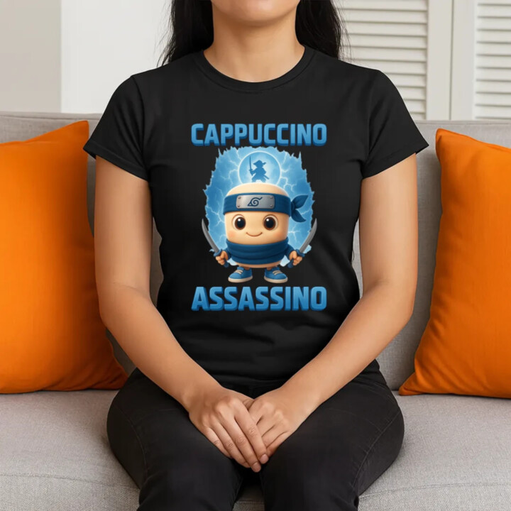 Cappuccino Assassino Baby - Italian Brainrot - ninja kelímek  - dámské tričko s potiskem
