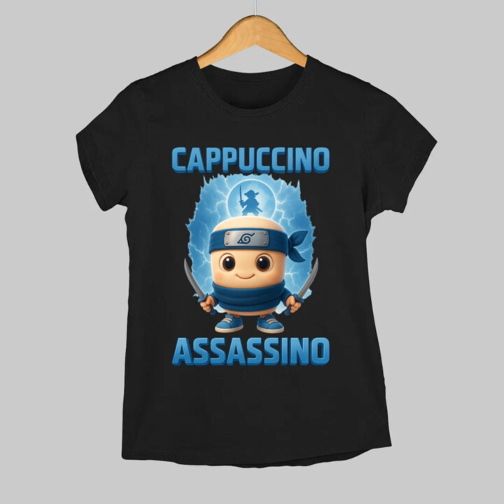 Cappuccino Assassino Baby - Italian Brainrot - ninja kelímek  - dámské tričko s potiskem