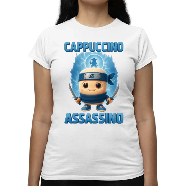 Cappuccino Assassino Baby - Italian Brainrot - ninja kelímek  - dámské tričko s potiskem