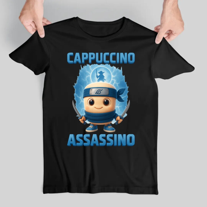 Cappuccino Assassino Baby - Italian Brainrot - ninja kelímek - pánské tričko s potiskem