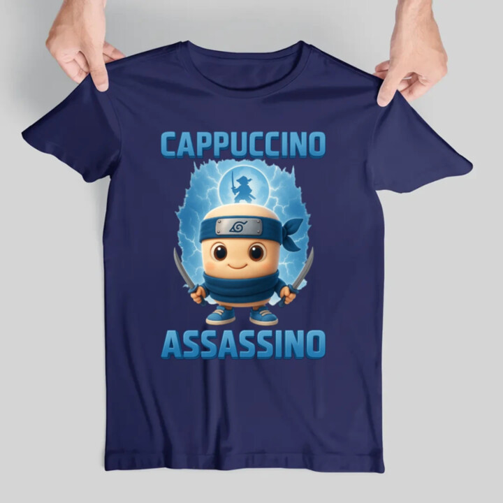 Cappuccino Assassino Baby - Italian Brainrot - ninja kelímek - pánské tričko s potiskem