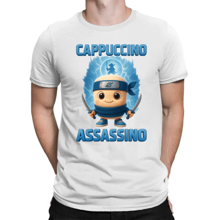Cappuccino Assassino Baby - Italian Brainrot - ninja kelímek - pánské tričko s potiskem