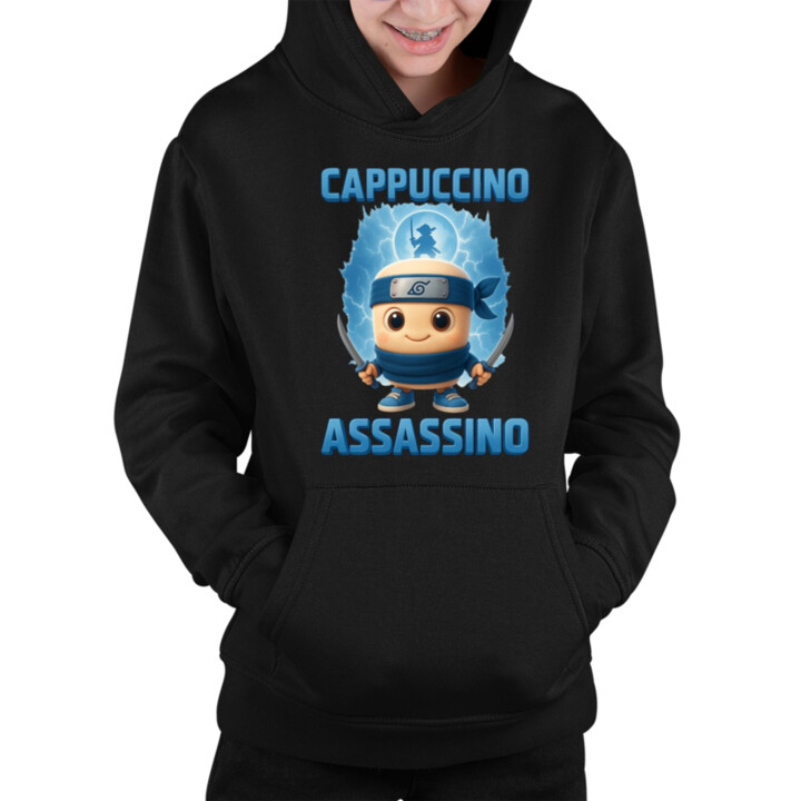 Cappuccino Assassino Baby - Italian Brainrot - ninja kelímek - dětská mikina s kapucí