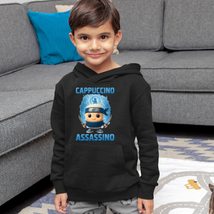 Cappuccino Assassino Baby - Italian Brainrot - ninja kelímek - dětská mikina s kapucí