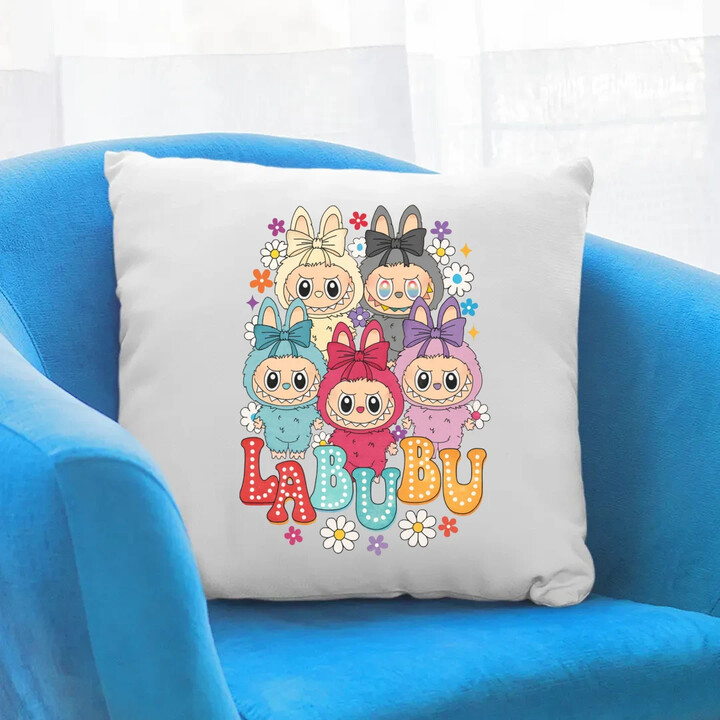 Panenky Bubu různé barvy - dárek pro fanoušky Labubu - polštář s potiskem
