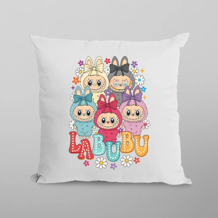 Panenky Bubu různé barvy - dárek pro fanoušky Labubu - polštář s potiskem