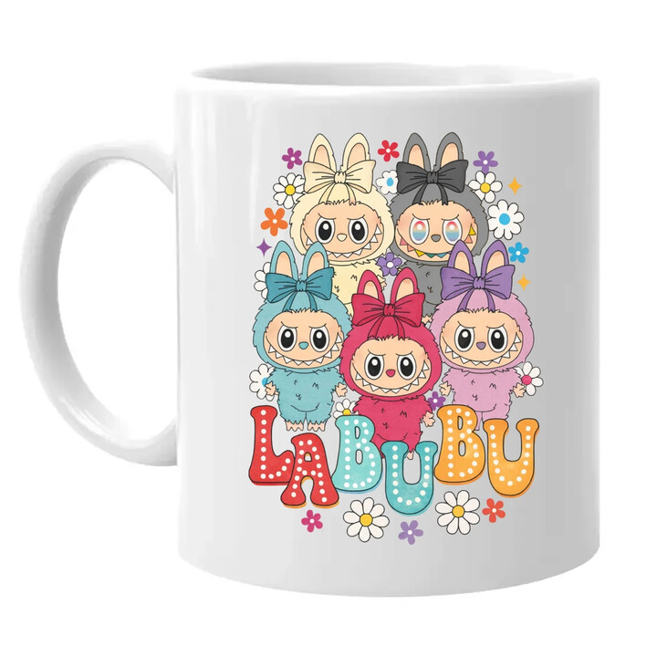 Panenky Bubu různé barvy - dárek pro fanoušky Labubu - hrnek s potiskem