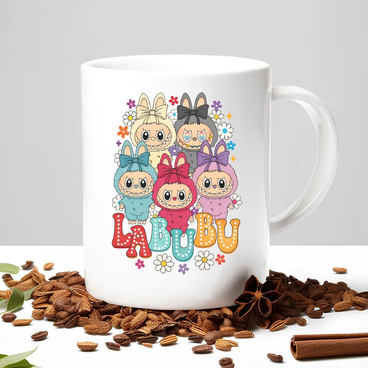 Panenky Bubu různé barvy - dárek pro fanoušky Labubu - hrnek s potiskem