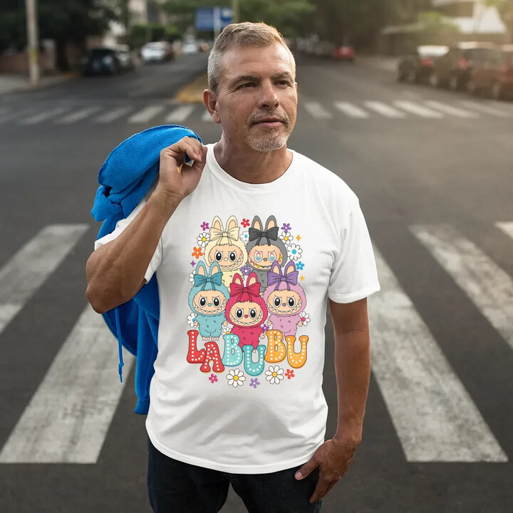 Panenky Bubu různé barvy - dárek pro fanoušky Labubu - pánské tričko s potiskem