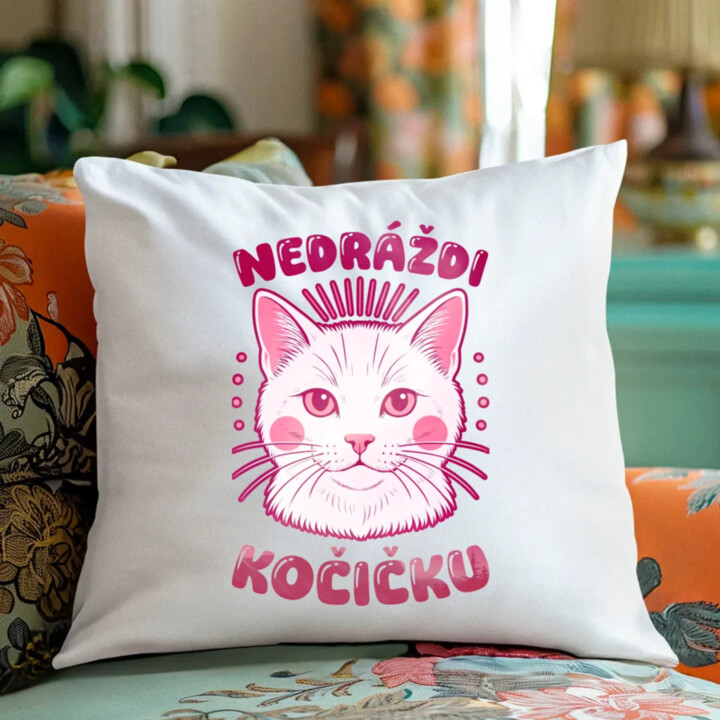 Nedráždi kočičku - polštář s potiskem