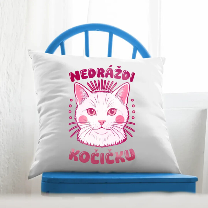Nedráždi kočičku - polštář s potiskem