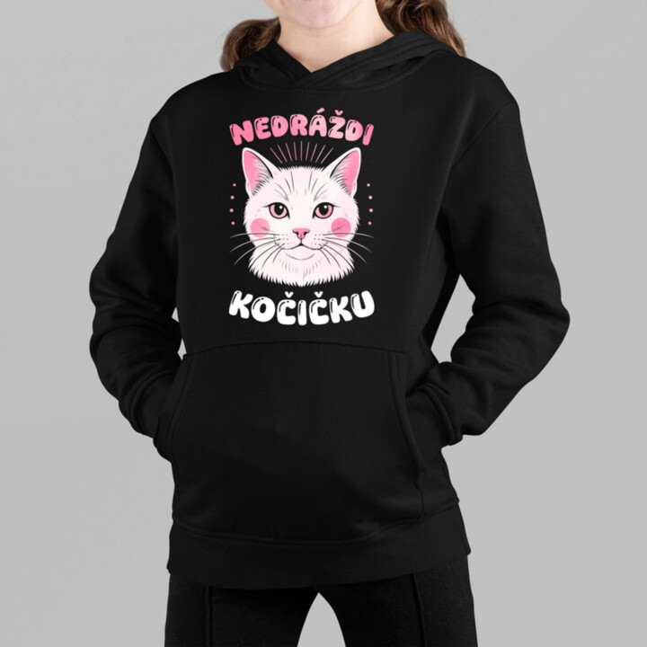 Nedráždi kočičku - dětská mikina s kapucí
