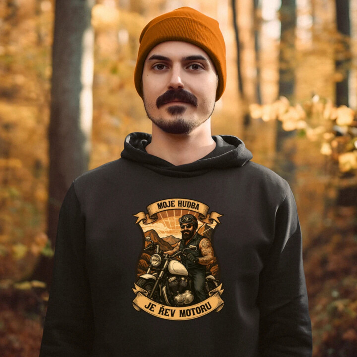 Moje hudba je řev motoru V2 - pánská mikina s potiskem