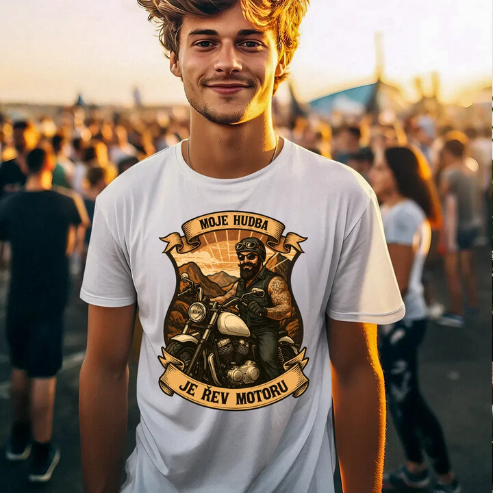 Moje hudba je řev motoru V2 - pánské tričko s potiskem
