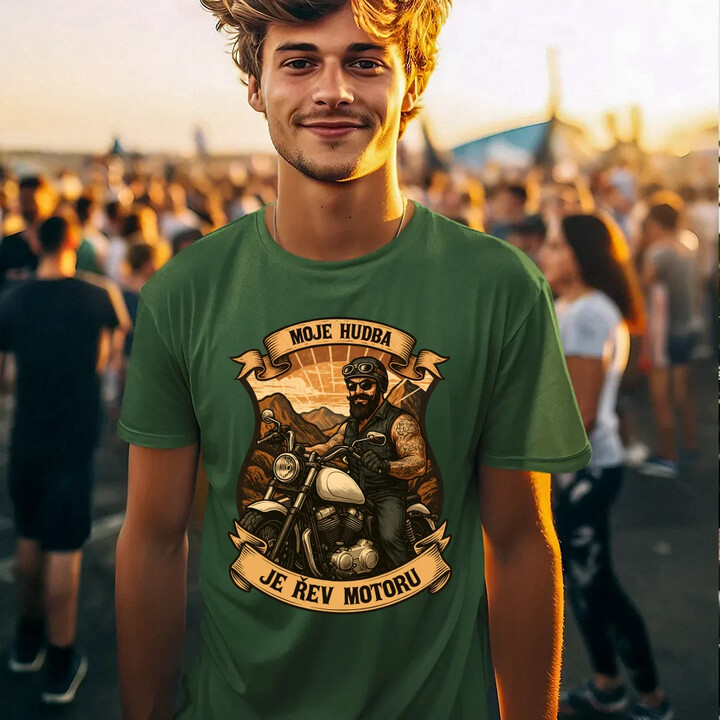 Moje hudba je řev motoru V2 - pánské tričko s potiskem