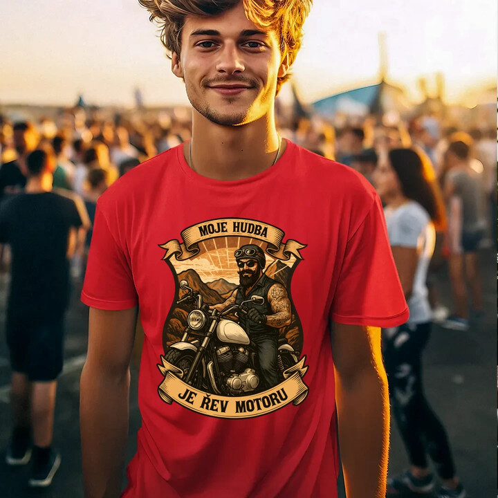 Moje hudba je řev motoru V2 - pánské tričko s potiskem