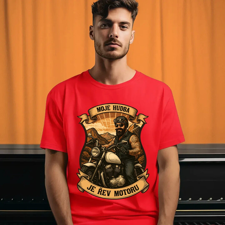 Moje hudba je řev motoru V2 - pánské tričko s potiskem