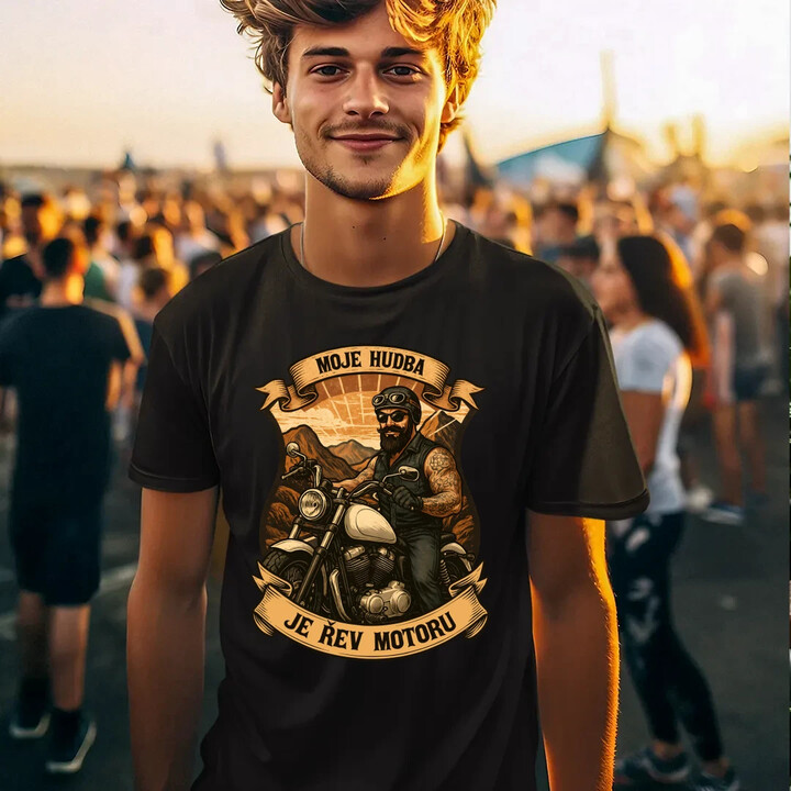 Moje hudba je řev motoru V2 - pánské tričko s potiskem