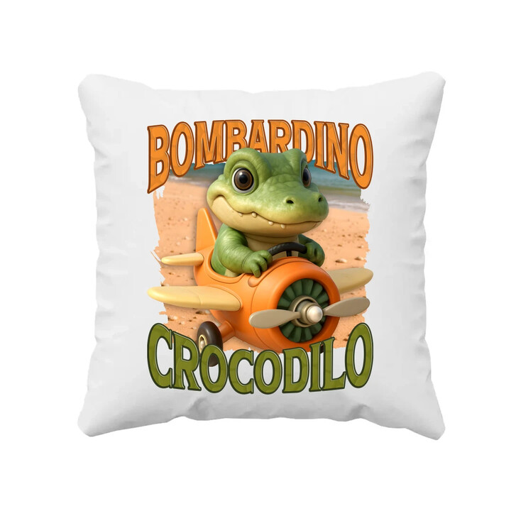Baby Bombardino Crocodilo - Italian Brainrot - krokodýl bombardér - polštář s potiskem