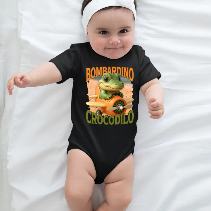 Baby Bombardino Crocodilo - Italian Brainrot - krokodýl bombardér - dětské body s potiskem
