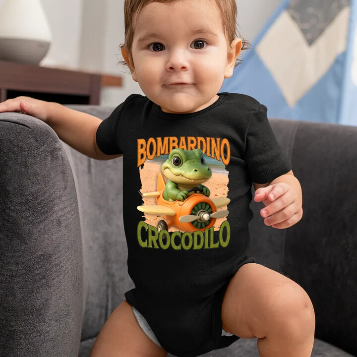 Baby Bombardino Crocodilo - Italian Brainrot - krokodýl bombardér - dětské body s potiskem