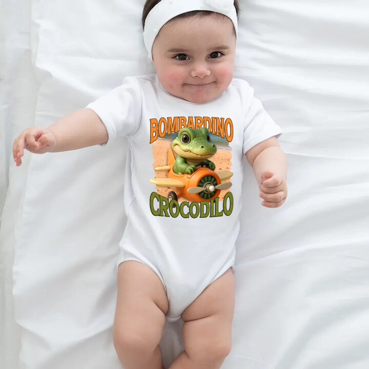 Baby Bombardino Crocodilo - Italian Brainrot - krokodýl bombardér - dětské body s potiskem