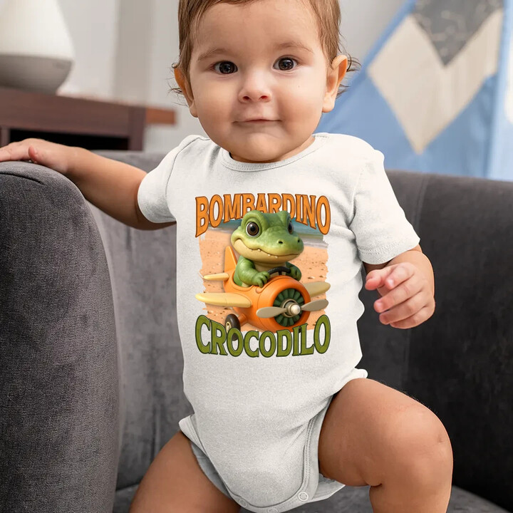 Baby Bombardino Crocodilo - Italian Brainrot - krokodýl bombardér - dětské body s potiskem