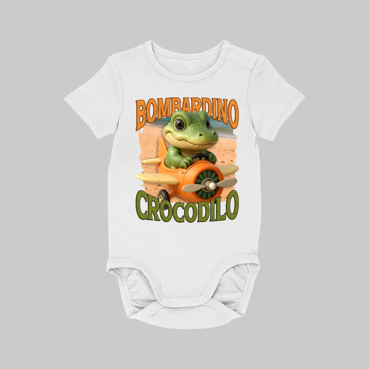 Baby Bombardino Crocodilo - Italian Brainrot - krokodýl bombardér - dětské body s potiskem
