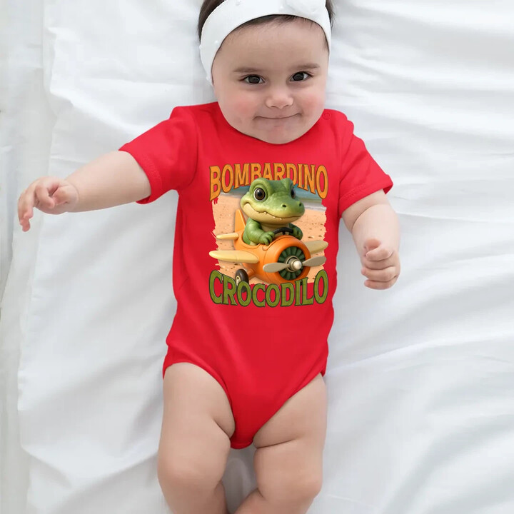 Baby Bombardino Crocodilo - Italian Brainrot - krokodýl bombardér - dětské body s potiskem
