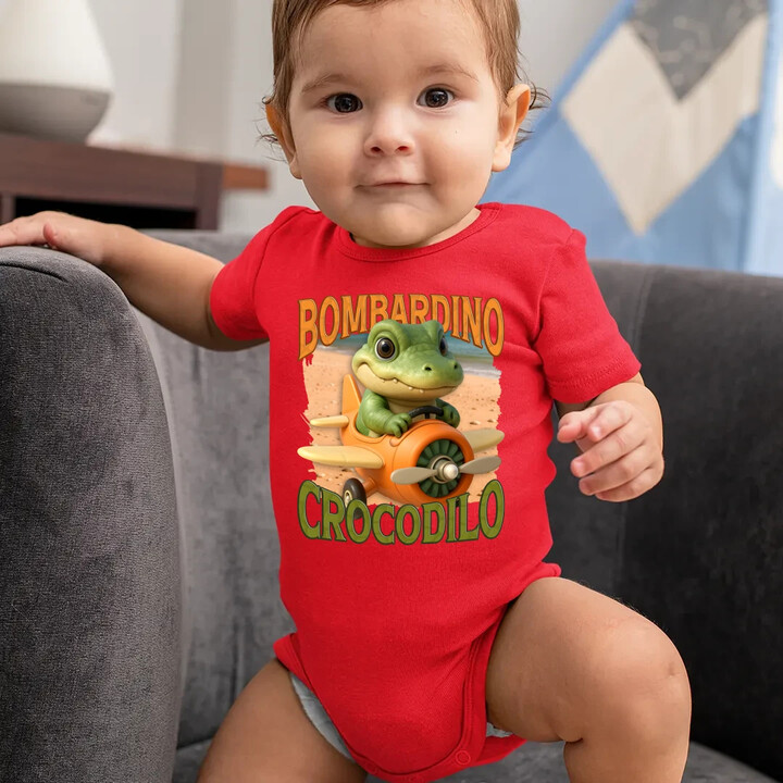 Baby Bombardino Crocodilo - Italian Brainrot - krokodýl bombardér - dětské body s potiskem